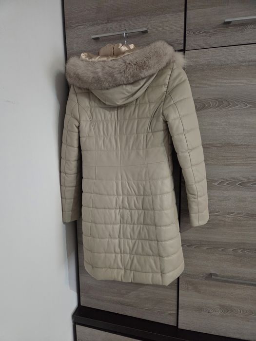 Haina de piele cu blana naturala