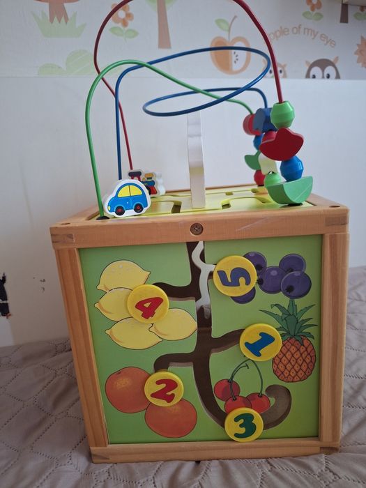 Дидактически куб/многофункционален дървен куб М-toys