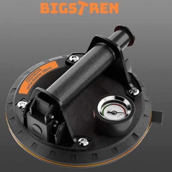 Вакуум вендуза с манометър и помпа, BIGSTREN, 200 мм, до 200 кг