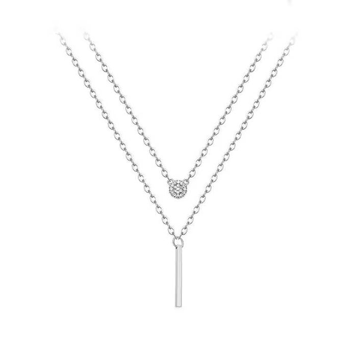 Colier cu Pandantiv FineDealing, Argint 999, Zircon, Placat cu Rodiu