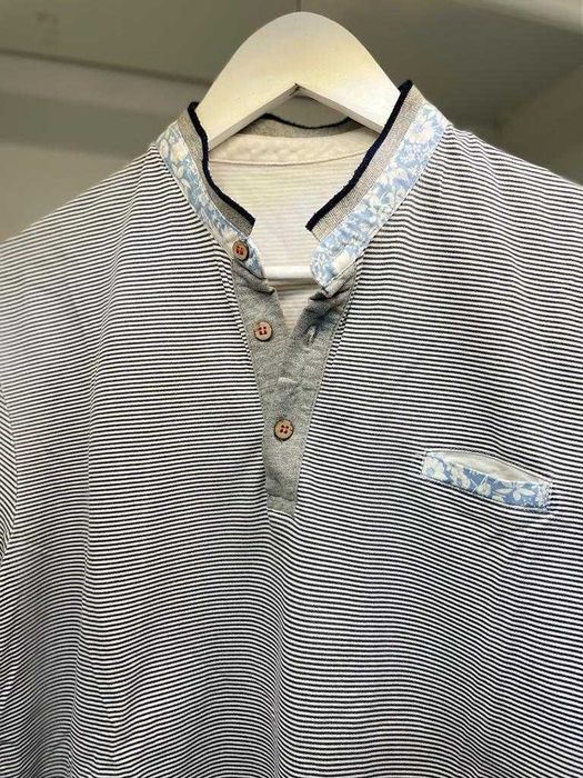 Tricou Polo/Polo T-Shirt, H&M, Marimea M, Albastru cu Alb, Slim Fit