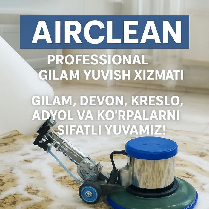 Gilam va yumshoq mebel yuvish xizmati