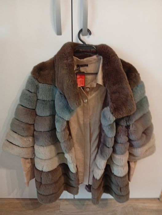 Палто от естествен косъм рекс- чинчила  ризата е подарък нови