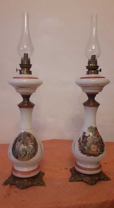 Lampa petrol din sticla pictura stil baroc