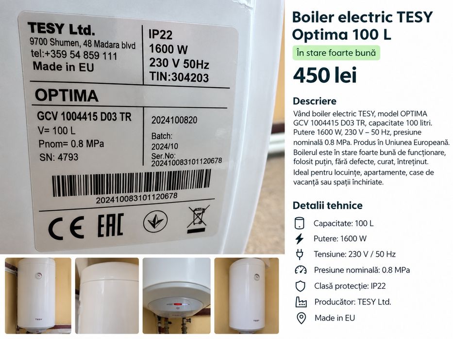 Boiler Tesy optima Constanta