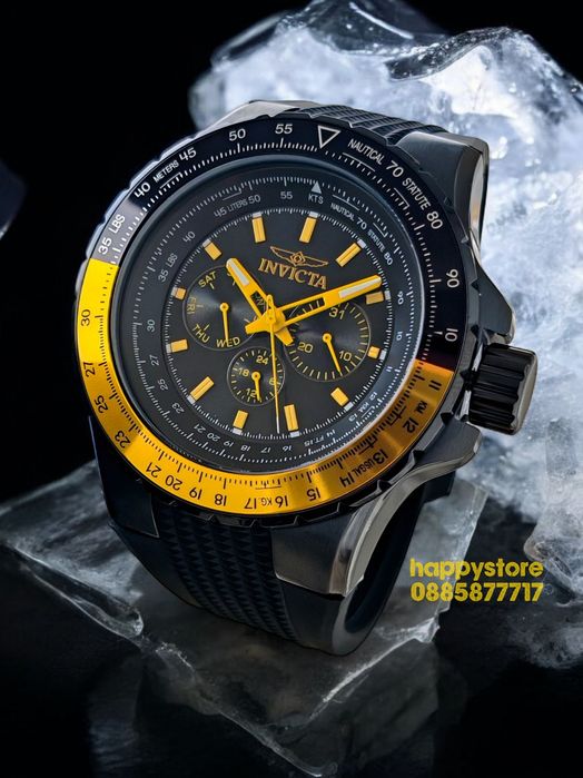 INVICTA Aviator Black/Yellow 50 mm, Инвикта нов ръчен часовник
