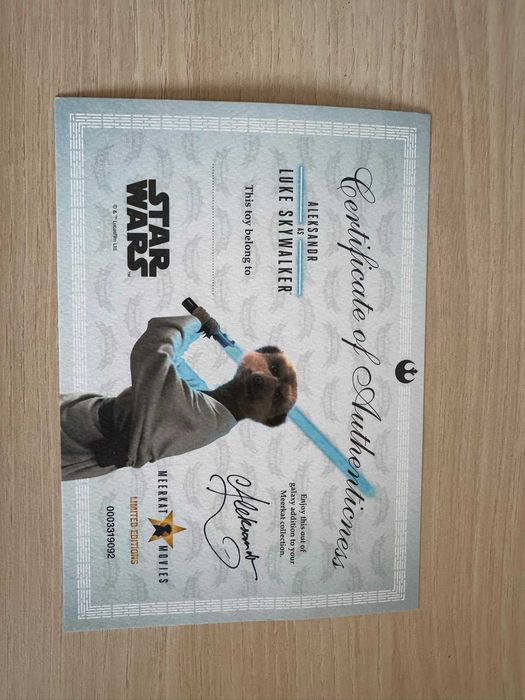Figurină de colecție Meerkat Movies – Aleksandr as Luke Skywalker, ediție limitată Star Wars