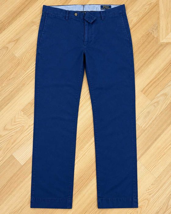 Pantaloni Polo Ralph Lauren bărbați albastru royal, Stretch Slim Fit, chino din bumbac elastic, mărimea M