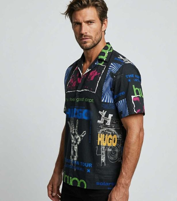 Hugo Boss Eligino - Оригинална мъжка риза с къс ръкав размер L