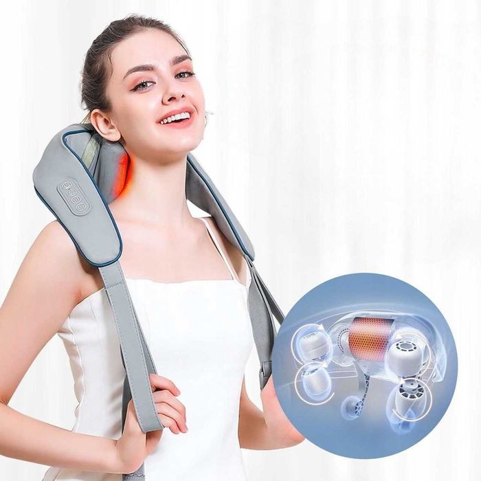 Aparat masaj cervical wireless cu incalzire reincarcabil USB 2000mAh