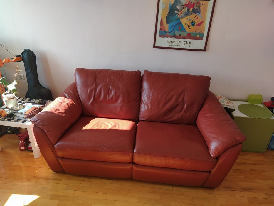 Холна гарнитура с релакс функция и фотьойл от естествена кожа. Чудесни