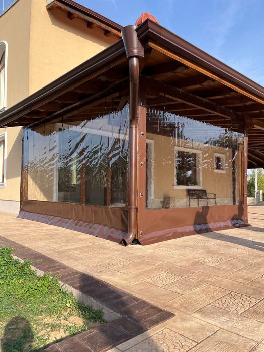 Ветроупорни завеси тенти сенници PVC винил кристал шатри навеси найлони меки стени ветробрани