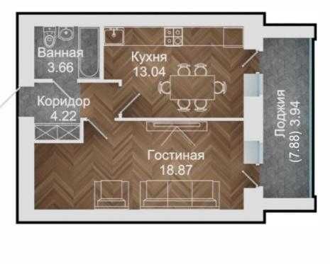 Продается 1 комнатная квартира в новом доме в новом ЖК