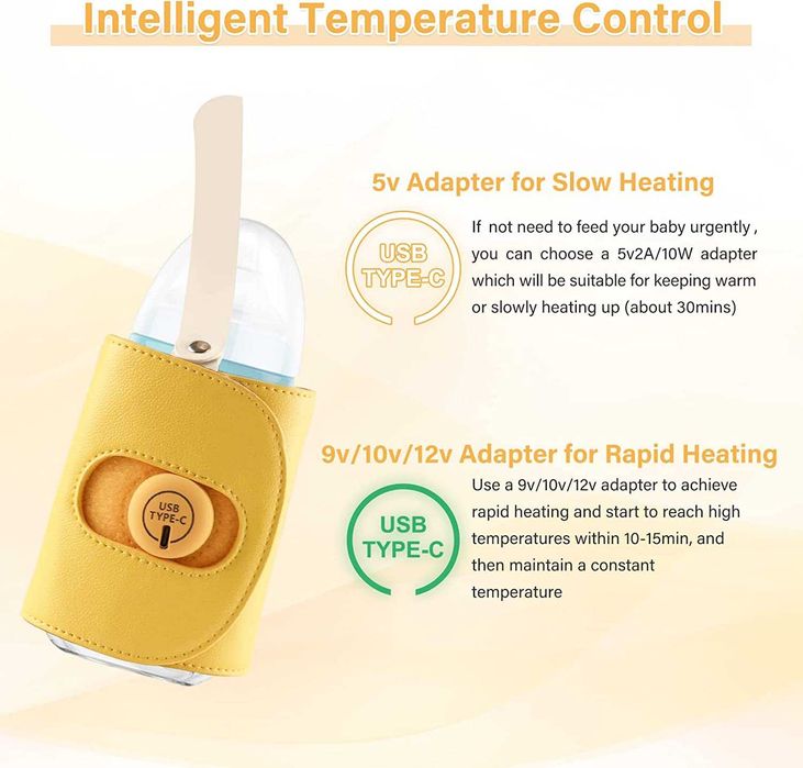 Преносима чанта за подгряване на бебешко шише, USB акумулаторнo