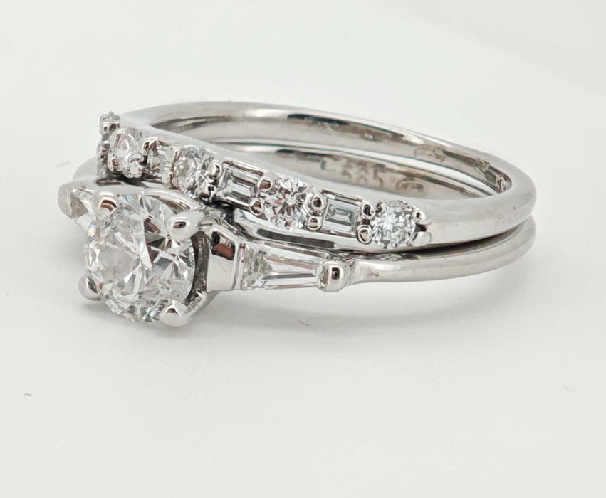 Inel aur 14k cu diamante si verigheta diamante 1.06ct