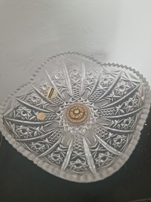 Fructiera Portelan-Cristal Suport bronz