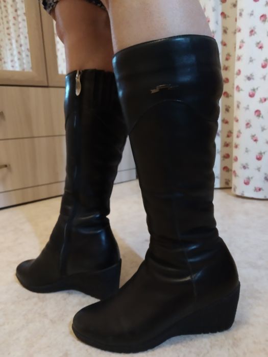 Сапоги зимние, кожаные, размер 35