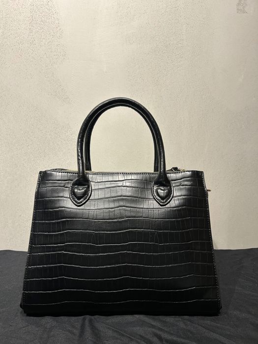 TWINSET croc-embossed tote bag крокодилска черна чанта