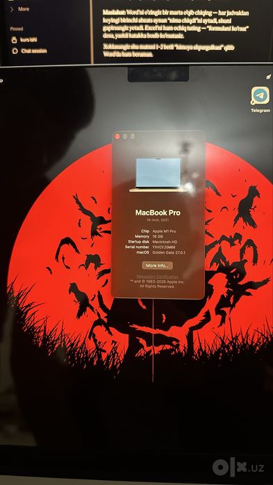 MacBook M1 Pro 16/1TB 100% ideal 67 sikl