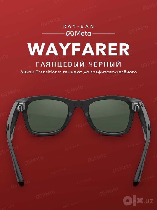 Ray-Ban Meta Wayfarer Gen 2 Shiny Black, Transitions (grafit-yashil)