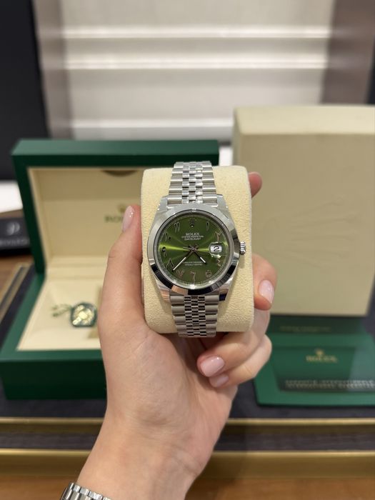 NEW Rolex Datejust 41mm Steel Green Arabic Dial Custom 126300