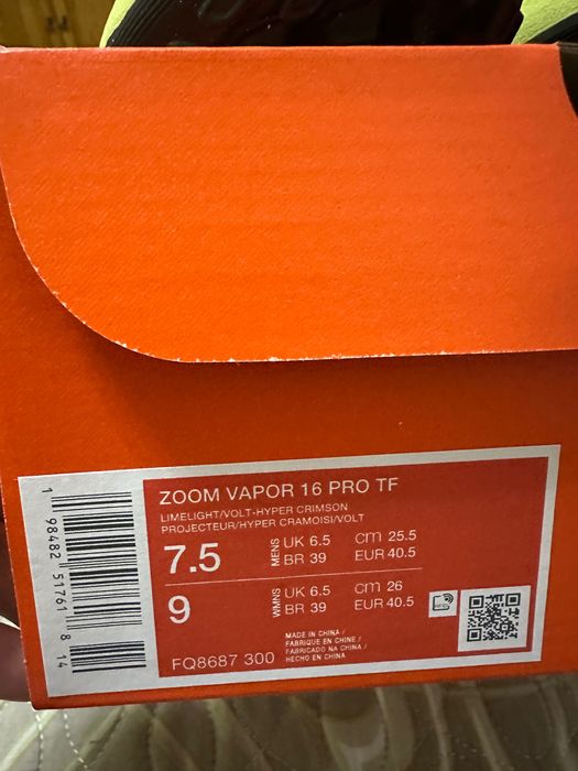 Новые Nike Zoom Vapor 16 Pro TF (Korea) | Оригинал | Размер 40.5