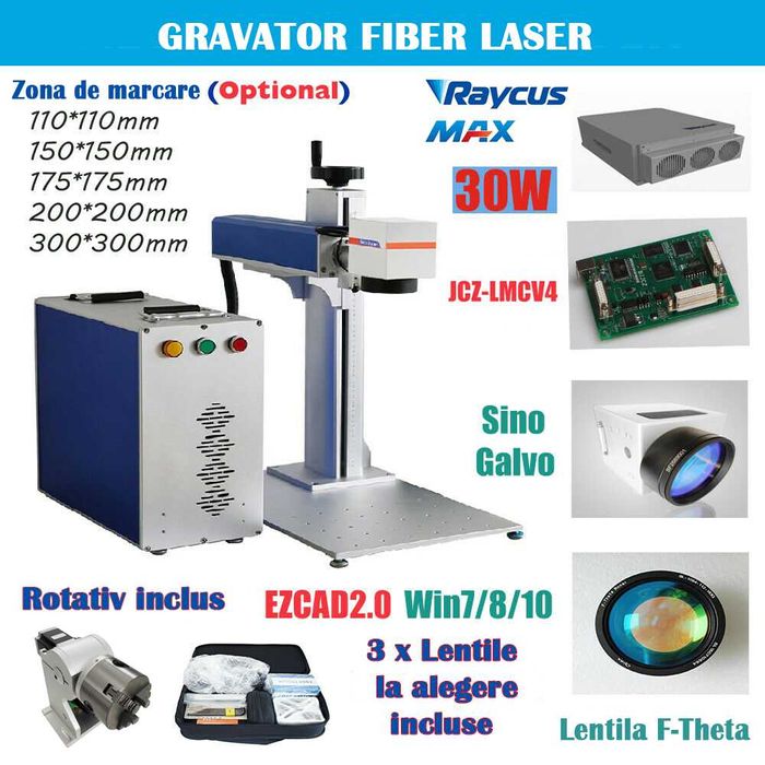 Gravator laser Fiber 30 W Profesional SarVok 60 LUNI GARANTIE!