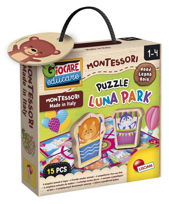 Детски дървен пъзел Lisciani Giochi Montessori Baby Luna Park