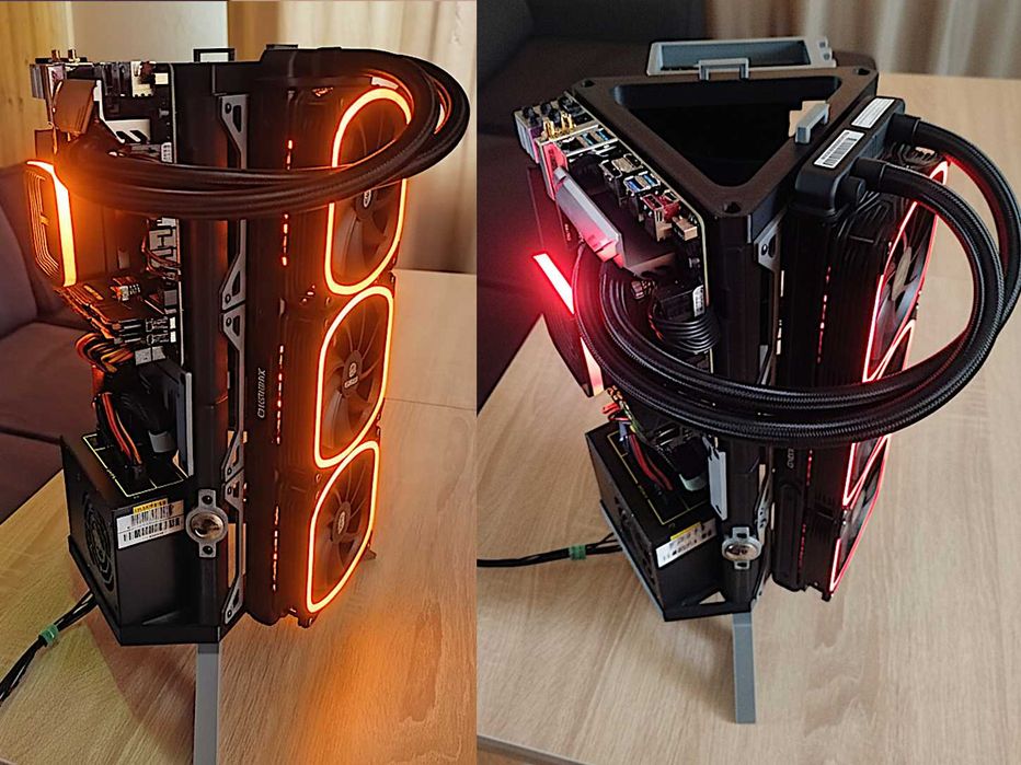 Carcasă PC Custom 3D Printed - Triunghi ITX Tower - Design Unic Open