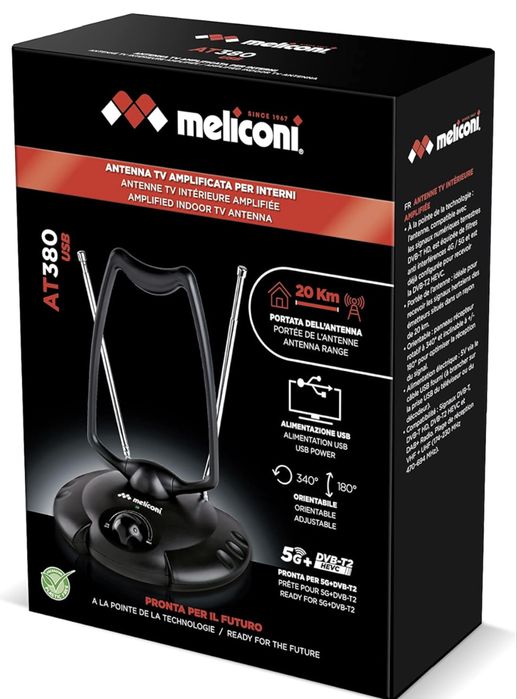 Antenă TV de interior amplificată Meliconi AT 380 USB