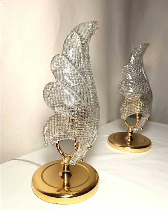 Veioze accent Art Deco sticlă Murano Barovier, vintage Mid Century