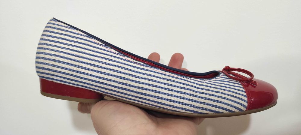 Pantofi dama Luftpolster, textil cu varf de lac rosu, marime 36,5