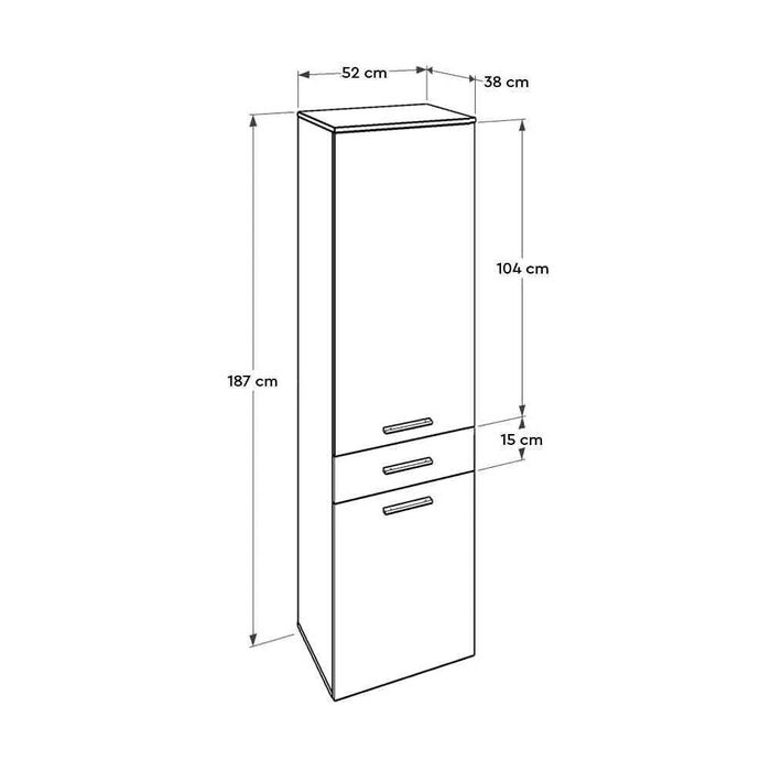 Dulap Baie cu cos de rufe Adore Diamond, Alb Lucios, 52 x 187 x 38 cm