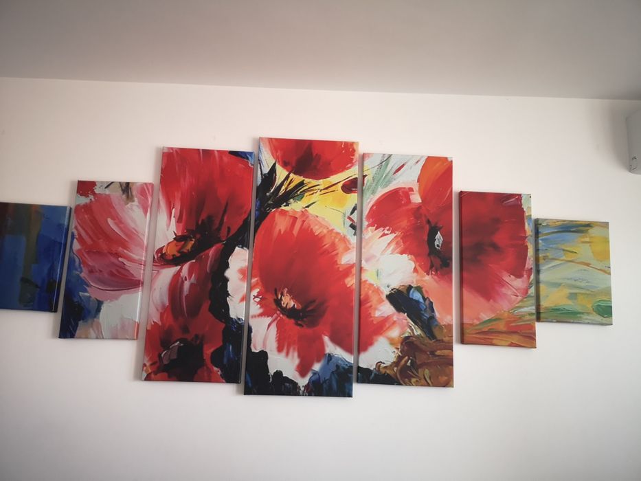 Set Tablou DualView Startonight Flori Rosii in Buchete, 7 piese, lumin