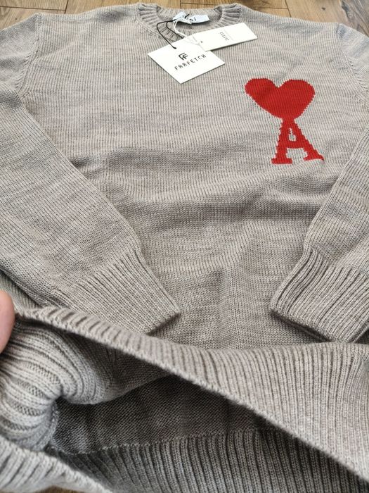 Pulover Ami bej nou cu etichetă Farfetch mărime L