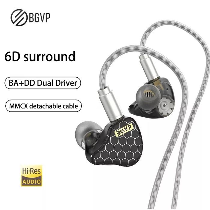 Кабелни IEM слушалки, H i-res, BGVP Scale PRO, двойни драйвери, с мик.