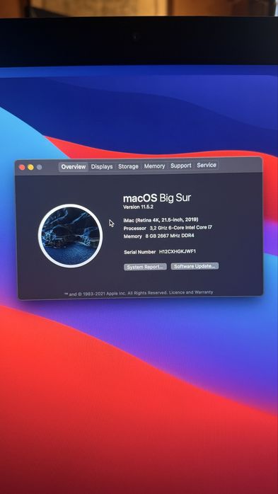 IMac 21.5’ 2019 A2116 1TB, I7