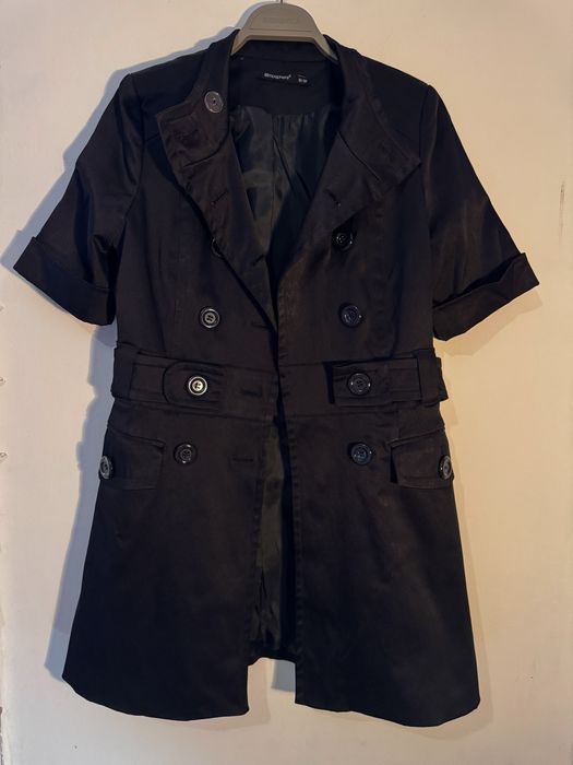 Trench cu mânecă scurtă, pentru toamnă,elegant,bleumarin,Atmosphere,38