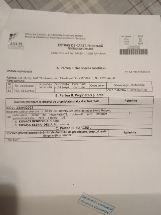 Cameră cu Baie Târnăveni str Progresului