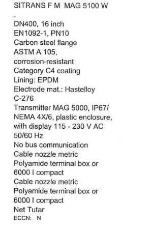 SITRANS F M MAG 5100 W. ( DN400  - DN 500).