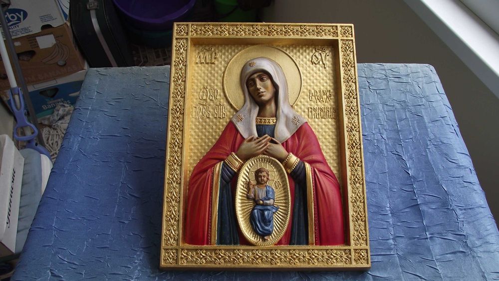 ИКОНА-ИКОНА ДЪРВОРЕЗБА на Дева Мария и Исус Христос