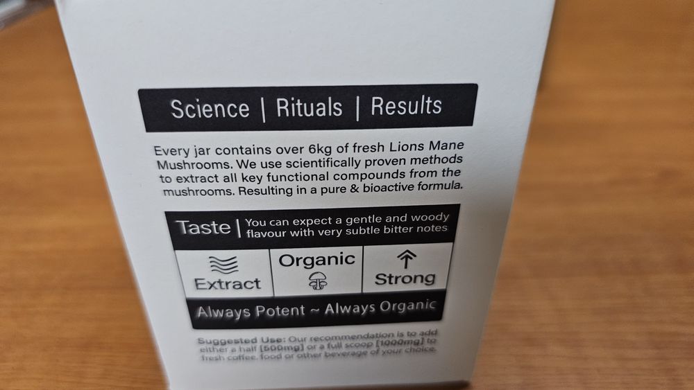 Лъвска грива (Organic Lion's Mane Dual Extract Powder) от бранда Andinn Organics  на прах за 90 дни херициум