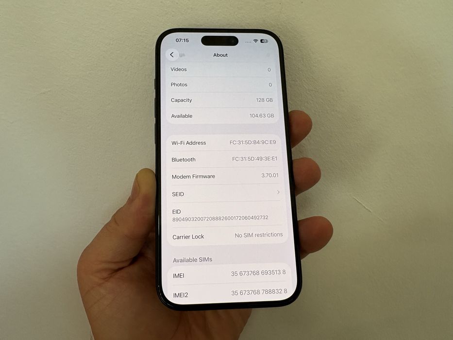 Iphone 15 Pro, 128 gb, Black Titanium
