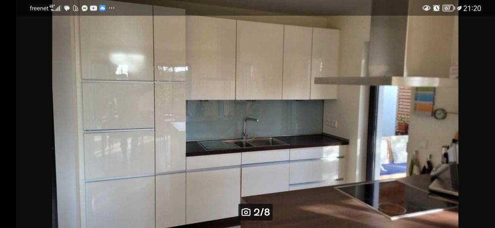 Mobila bucătărie complet echipata, cu insula, din MDF, lucios