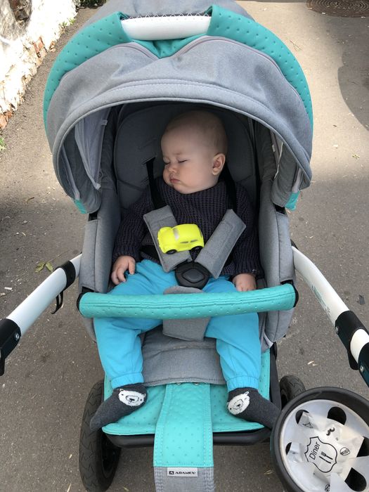 Коляска 3 в 1  зеленая Adamex