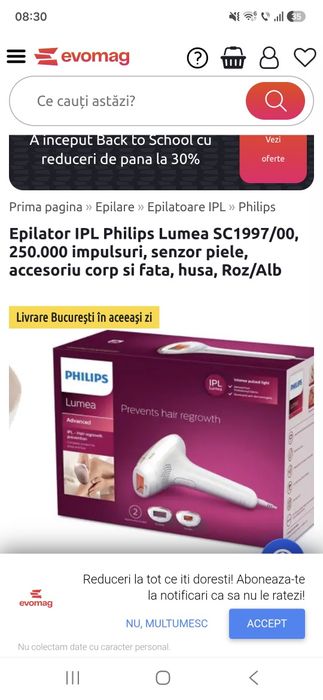 Epilator IPL Philips , 250000 implulsuri