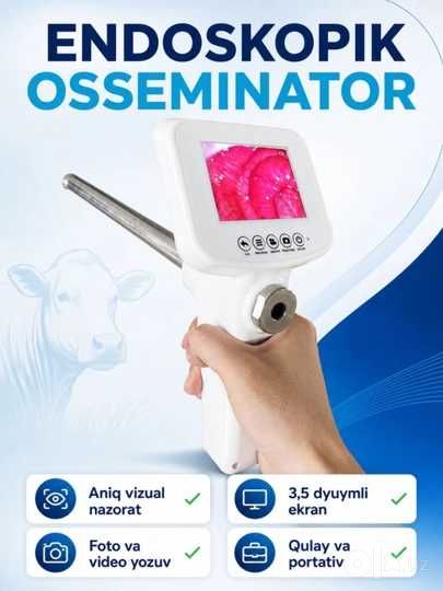 Endoskopik osseminator - Qoramollar uchun 3,5 dyuymli ekranli