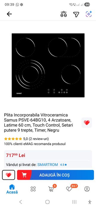 Plita Incorporabila Vitroceramica, touch control