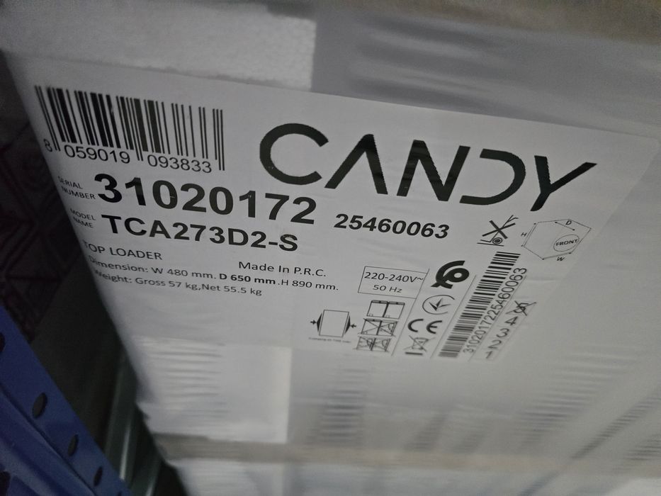 Нова смарт пералня с горно зареждане Candy TCA273D2-S ProWash 300, 41 см - 7 кг - бяла