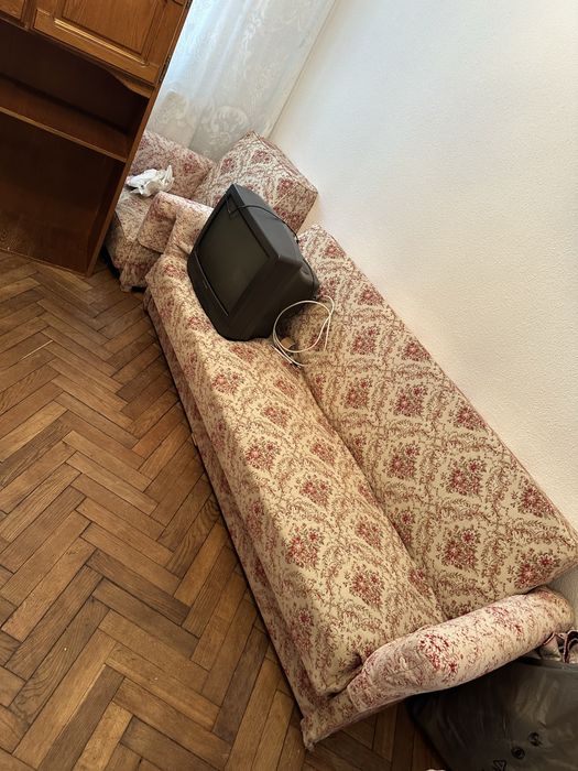 Mobila sufragerie/living, lemn masiv stejar+canapea+ 2 fotolii cadou